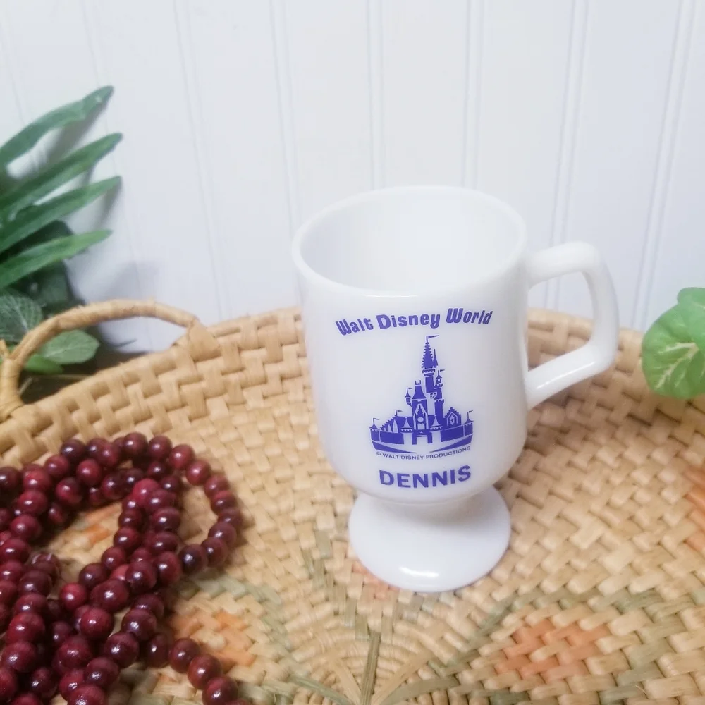 Vintage Milk Glass Disney Coffee Mug “Dennis”